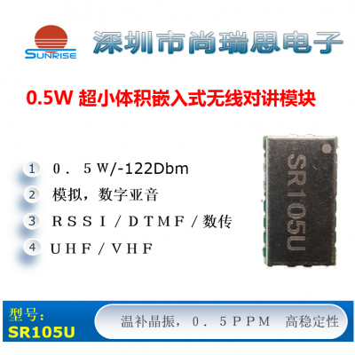 SR105U （0.5W/UHF）超小尺寸无线对讲/数传模块